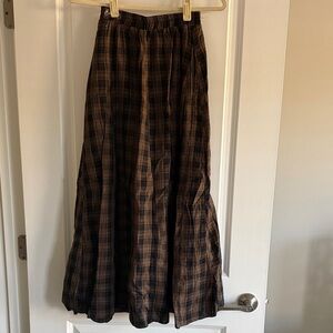 Bohme Checkered Black and Brown Maxi Skirt